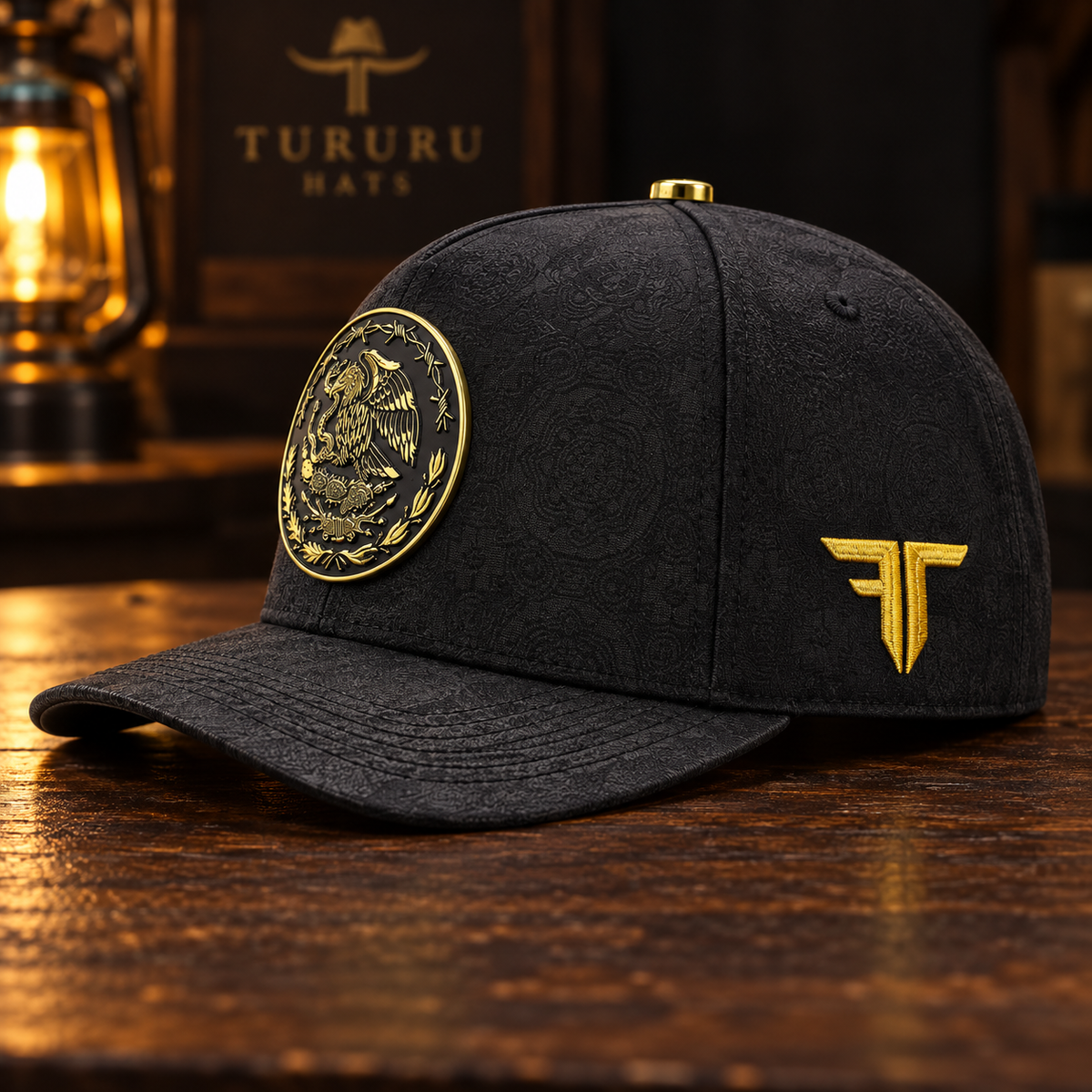 Gorra Ferreti Hats Premium FT163 Águila Mexicana Negra